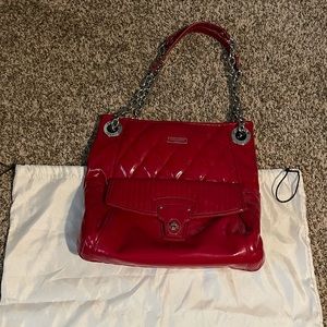 Coach Patent leather Purse K-1176 with chain handles! RED quilted HOLIDAY